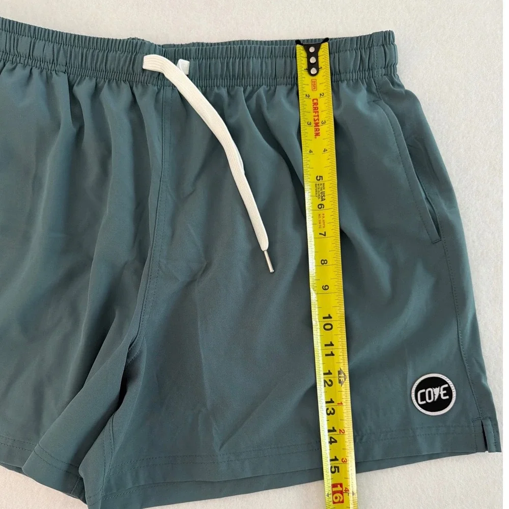 Cove USA Mens Board Shorts‎ Size 36 Teal Blue Stretch Swim Trunks 5.5 Inseam